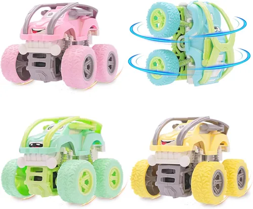 Miniatura 10 de Juguetes de Monster Truck - Juego de 4 camiones de juguete con motor de fricción, motocicletas de juguete, coches de empuje y marcha, juego de Tipo_c