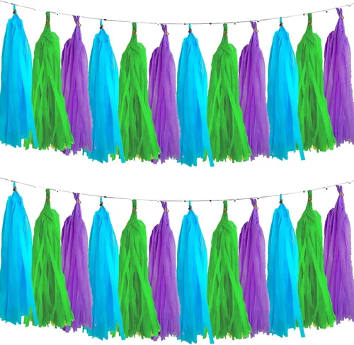 Miniatura 18 de We Moment Borlas de Papel de Seda Azul Marino Azul Claro Guirnalda de Borlas para Fiestas para Decoraciones de Fiestas, Kits de Bricolaje, 15 Piezas