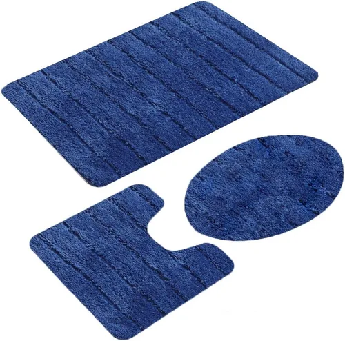 Miniatura 8 de MIFXIN Juego de 3 tapetes de baño antideslizantes suaves, tapetes rectangulares para el suelo + tapete de inodoro en forma de U + cubierta para tapa