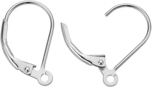 Miniatura 3 de Adabele 100 ganchos hipoalergénicos para aretes, alambre de oreja con cierre de palanca de 0.591 in de largo, latón chapado en plata esterlina