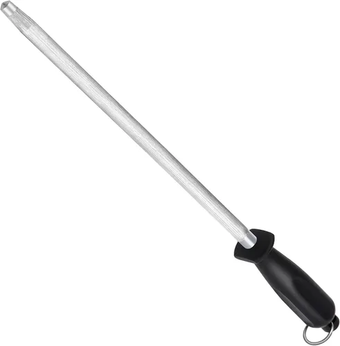 Varilla de afilar cuchillos de acero para afilar cuchillos de 12 pulgadas, barra de afilador de cuchillos de acero al carbono de alta calidad, fácil