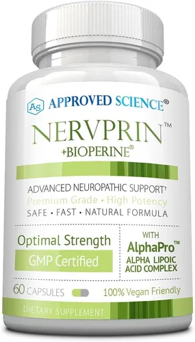 Approved Science Nervprin - Soporte nervioso - Benfotiamina, B12, ácido R-alfa-lipoico, corydalis, boswellia, BioPerine - 60 cápsulas - Hecho en los