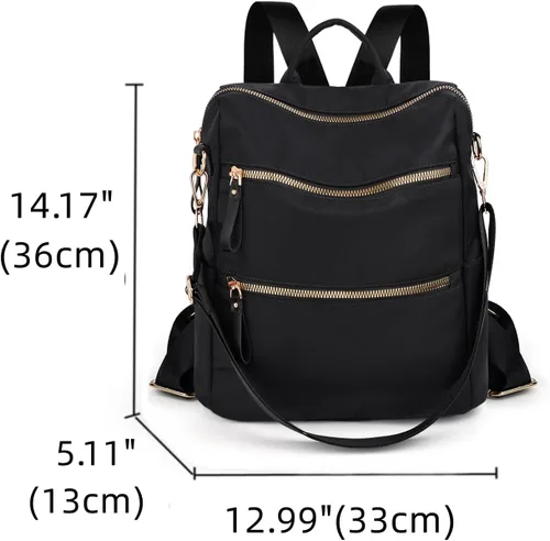 Miniatura 7 de Uromee Mochila para mujer, bolsa de hombro impermeable de nailon para viaje, 303. Negro, Mochilas Daypack