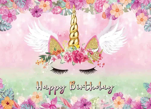 Fondo de unicornio rosa para fotografía de 5 x 3 pies, diseño de unicornio rosa con temática de unicornio, decoración de fiesta de cumpleaños,