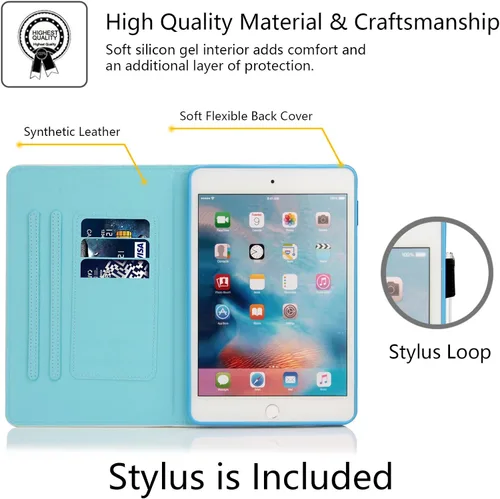 Miniatura 3 de Dteck Funda para iPad mini 5/4/3/2/1, elegante y ligera de cuero sintético tipo folio con cartera, funda inteligente