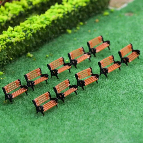 Miniatura 5 de 10pcs Park Banches Modelo Tren 1:150 Banco 0.4 in o 0.42inch Silla Settee N Escala Railway Layout Nuevo