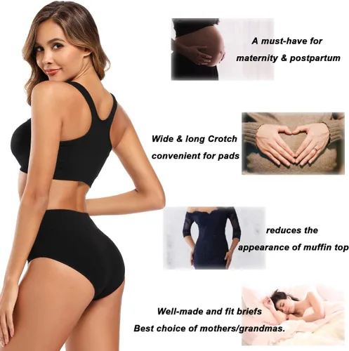 Miniatura 4 de Molasus Ropa interior de algodón para mujer de cintura alta, cobertura completa, bragas para mujer (talla regular y grande)