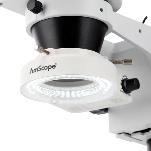 Miniatura 2 de AmScope SM-4BZ-80S Microscopio de zoom estéreo binocular profesional, ocular WH10x, aumento de 3.5X-90X, objetivo de zoom 0.7X-4.5X, anillo de luz