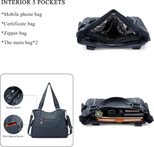 Miniatura 6 de Bolso de hombro para mujer, con asa superior, espacioso, casual, para mujer, de poliuretano