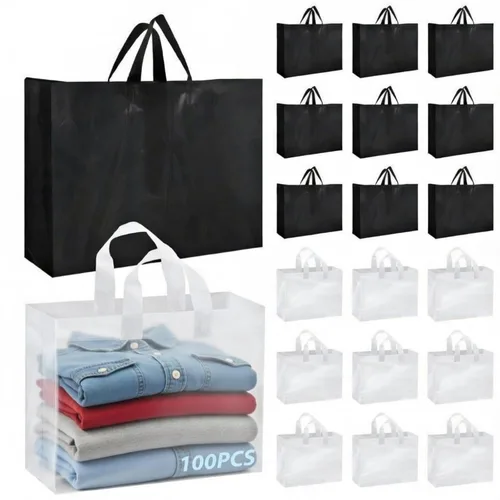 Miniatura 13 de Amylove 80 bolsas de regalo transparentes a granel con asa, bolsa de plástico esmerilado, embalaje reutilizable, envoltura de golosinas