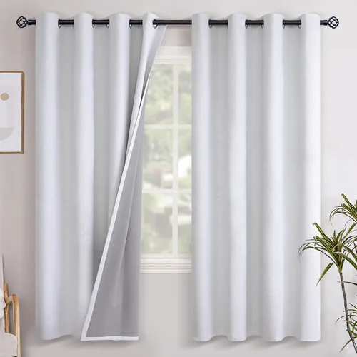 Miniatura 131 de YoungsTex - Cortinas opacas de lino para dormitorio, oscurecimiento de la habitación, cortinas con textura de lino, paneles con aislamiento térmico