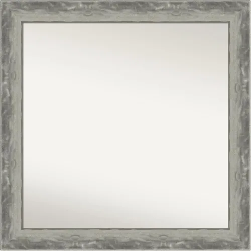 Miniatura 43 de Amanti Art Espejo de baño plateado para sobre el fregadero, 24 x 24 pulgadas, espejo cuadrado de peltre forjado a medida, marco de madera casual