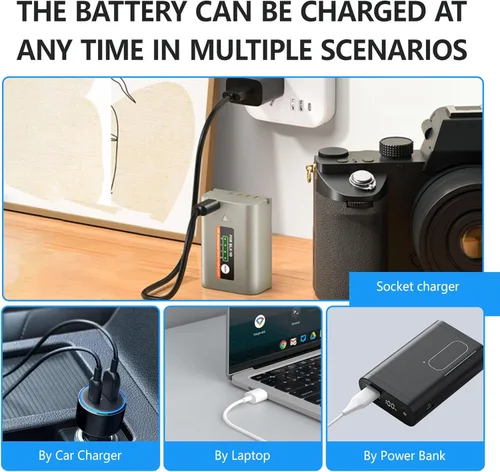 Miniatura 6 de Paquete de 1 batería de repuesto de 2600 mAh para LP-E6NH LP-E6N LP-E6 con puerto de carga directa tipo C compatible con cámara Canon EOS R R5 R6 R7