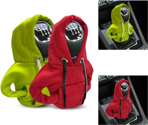 Miniatura 8 de JOYCOURT 2 fundas para palanca de cambios de automóvil, sudadera con capucha cálida y a la moda, perilla de cambio de automóvil, decoración de rojo