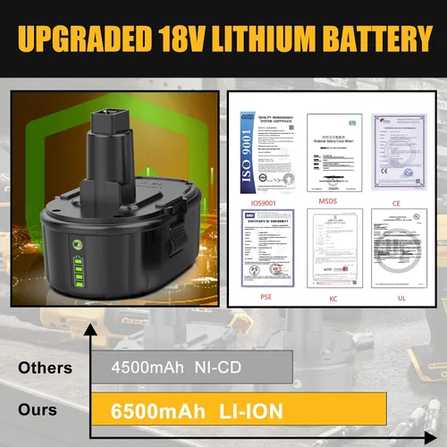 Miniatura 6 de ANTRobut Paquete de 2 baterías de litio de 6.5 Ah 18 V de repuesto para batería Dewalt de 18 V DC9099 DW9096 DW9098 DW9099 DW9095 DC9096