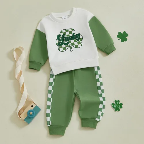 Miniatura 65 de BemeyourBBs Conjunto divertido de sudadera y pantalones de manga larga con letras divertidas para bebé niño y niño