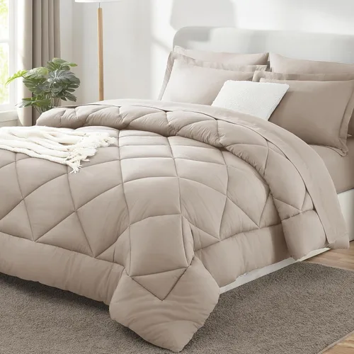 Miniatura 39 de CozyLux - Juego de edredón en una bolsa, para dormitorio universitario, todas las estaciones, edredón, sábanas y fundas para almohada y decorativas