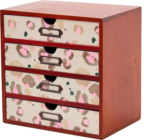 Miniatura 21 de Organizador de escritorio de madera verde bohemio con cajones, caja de almacenamiento de escritorio de 4 cajones, organizador de escritorio de Boho