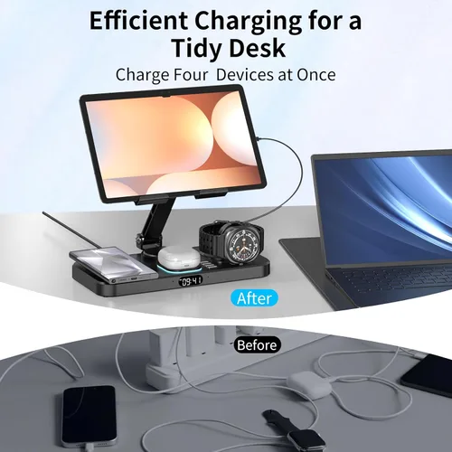 Miniatura 5 de Estación de carga inalámbrica magnética 6 en 1 para reloj Samsung, base de carga plegable para Galaxy S25/S24/S23/Note 20/Fold7/Flip7/Galaxy Watch