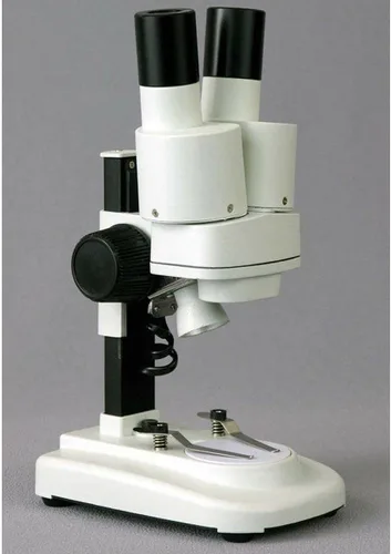 Miniatura 2 de AMSCOPE -Microscopio estéreo binocular portátil para niños, oculares WF5X y WF10x, aumento de 10X y 20X, objetivo 2X, fuente de luz de tungsteno