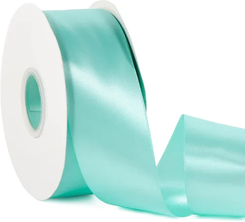 Miniatura 34 de Cinta de satén de color liso verde manzana de 1-1/2 pulgadas x 50 yardas, cinta de tela de poliéster de alta densidad de doble cara para envolver