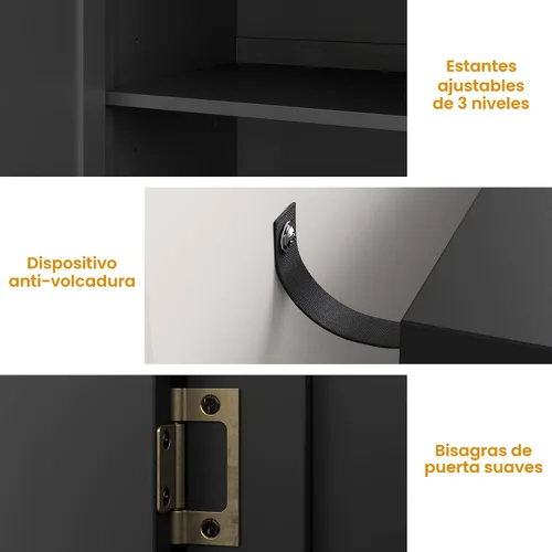 Miniatura 6 de RoyalCraft Armario buffet de 63 pulgadas con almacenamiento, armario decorativo Credenza con 4 puertas y estantes ajustables, consola multimedia