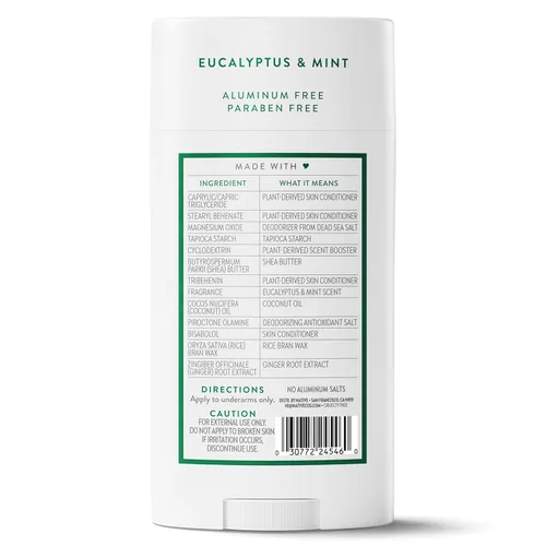 Miniatura 8 de Native Desodorante sin aluminio, eucalipto y menta, barra de gran tamaño, control de olores de 72 horas, para mujeres y hombres, contiene