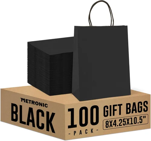 Miniatura 18 de METRONIC Bolsas de papel marrón de 10 x 5 x 13 pulgadas, 50 unidades, bolsas de regalo de papel kraft de tamaño mediano con asas, bolsa de papel