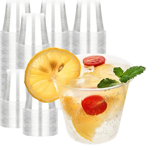 Miniatura 10 de Vasos de plástico transparente de 9 onzas [100 unidades] - Vasos desechables de plástico para beber, vasos de fiesta de PET libres de BPA para café