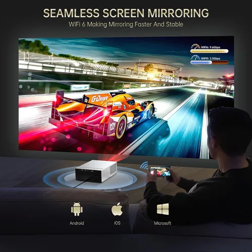 Miniatura 3 de XIDU Proyector de cine en casa portátil plateado con carcasa de metal, proyector de película compatible con HD de 1080P para dormitorio, sala