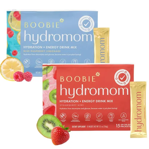 Miniatura 15 de Boobie Hydromom Mezcla de bebida de superalimento con electrolitos, Limonada de frambuesa azul Refrescante impulso de energía e hidratación