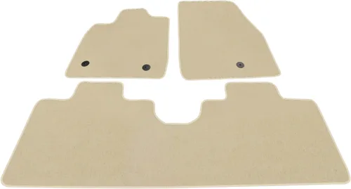 Miniatura 3 de IKON MOTORSPORTS, Alfombrillas compatibles con Ford Mustang Mach-E 2021-2024, forro de nailon beige para automóvil delantero y trasero, juego de 3