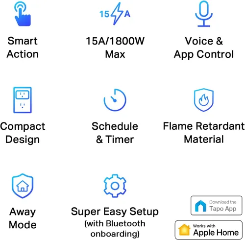 Miniatura 3 de TP-Link Tapo - Enchufe inteligente mini, compacto, 15A/1800W máx., configuración fácil, funciona con Siri, Alexa, Apple HomeKit y Google Home