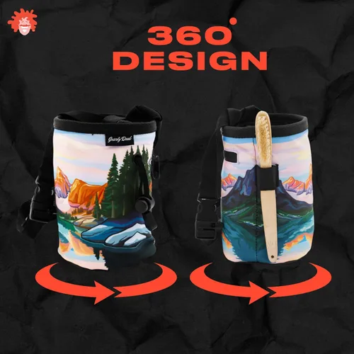 Miniatura 3 de Bolsa de tiza para escalada en roca, para exteriores, gimnasio y bouldering, cinturón ajustable, cierre de cordón duradero y bolsillo con cremallera