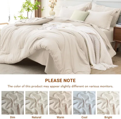 Miniatura 7 de MUXHOMO Juego de edredón de 5 piezas Twin XL, cama suave en una bolsa tamaño Twin XL, juego de ropa de cama para todas las estaciones con edredón