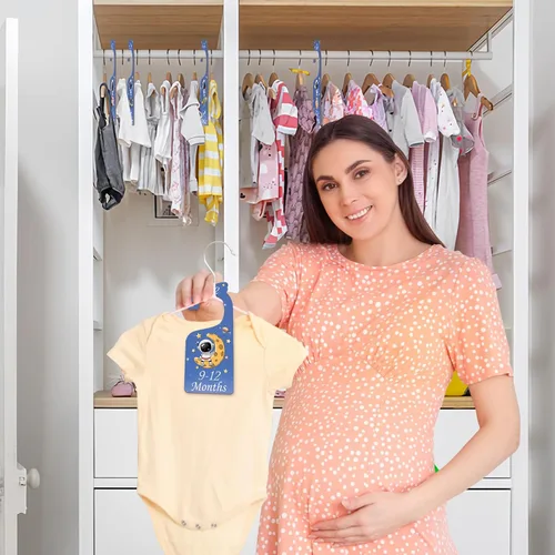 Miniatura 5 de Divisores de armario para bebé, organizador de ropa, juego de 8 organizadores de madera de doble cara azul ropa de bebé tamaño de colgador Rosa 8
