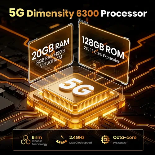 Miniatura 2 de FOSSIBOT F110 Pro 2026 Outdoor 5G Smartphone resistente desbloqueado, 8GB/20GB+128GB/1TBDimensity 6300 Octa-Core Android 15, batería de 10000mAh