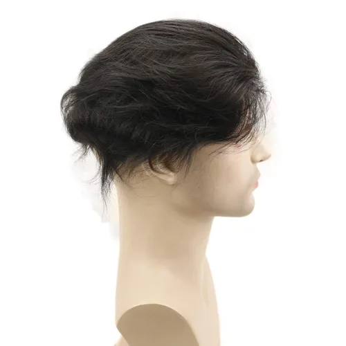 Miniatura 5 de Tupé para hombre de 10 x 8 pulgadas, base de poliuretano, 0.002 in, piel fina súper suave, 100% cabello humano virgen europeo, para hombres, sistema