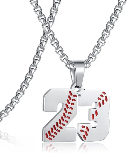 Miniatura 126 de SKQIR Colgante de número de jersey de béisbol para hombres y niños - Cadena de acero inoxidable para atletas - Negro