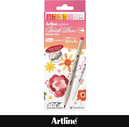 Miniatura 6 de Artline SUPREME - Bolígrafos de pincel Certificado AP seguro para niños Tinta resistente a la desenfoque EPFS-F Punta de pincel flexible que