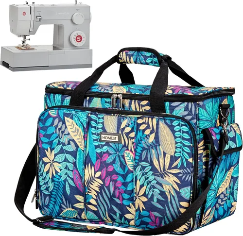Homest Bolsa de transporte para máquina de coser con múltiples bolsillos de almacenamiento, bolsa universal con correa para el hombro, compatible