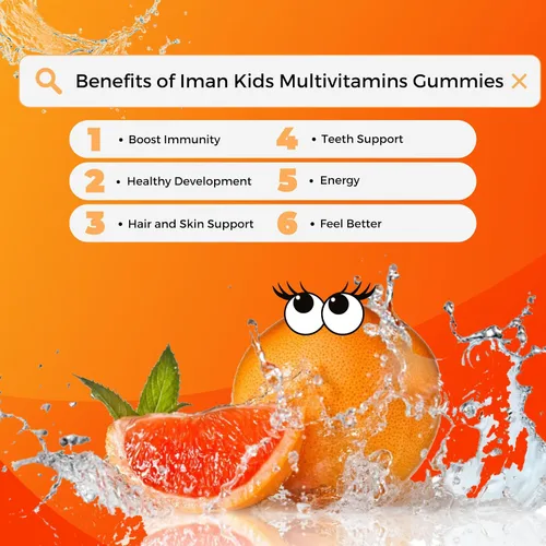 Miniatura 6 de Gomitas multivitamínicas Halal Kids Vitamina C, D, zinc, A, E, B6, B12, biotina, folato, inositol Fortalece el metabolismo, los huesos