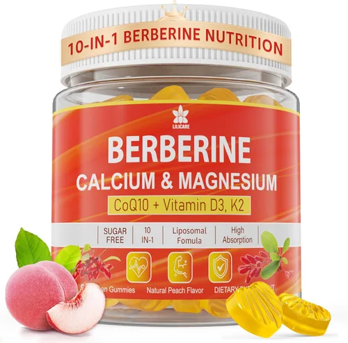 Miniatura 10 de LILICARE Gomitas de suplemento de berberina sin azúcar, absorción extra con berberina liposomal y berberina HCI, calcio, magnesio, activador AMPK