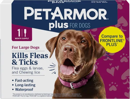 PetArmor Además de prevención de pulgas y garrapatas para perros, tratamiento de pulgas y garrapatas para perros grandes, 1 dosis, tópico