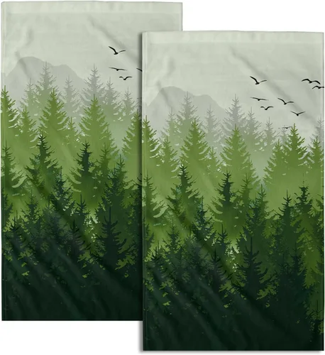 Miniatura 28 de Winter Trees - Juego de 2 toallas de mano de 28 x 14 pulgadas, diseño de árbol de pino de nieve, color beige, absorbente, de microfibra, para baño