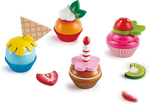 Miniatura 9 de Hape Cupcakes Magdalenas de madera coloridas, juguete de cocina para niños