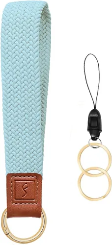 Miniatura 22 de Fishent Llavero elástico, bonito llavero de pulsera, cordón de muñeca tejido mejorado para llaves, llaveros para mujeres y hombres, llaves