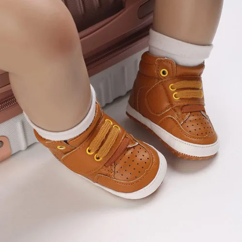 Miniatura 6 de Sekantrol Zapatos de cuna para recién nacidos, para niños y niñas, suela de goma suave, zapatos para bebés, zapatos deportivos de moda de caña alta