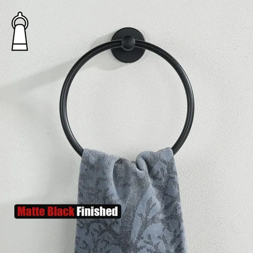 Miniatura 5 de JQK Toallero negro, soporte para toalla de mano de acero inoxidable 304 negro mate para baño, montaje en pared, TR130-PB