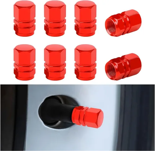 Miniatura 23 de Osilly Tapones de válvula de vástago de neumático de automóvil, 4 piezas de cubiertas de vástago de válvula de aleación de aluminio, resistentes a